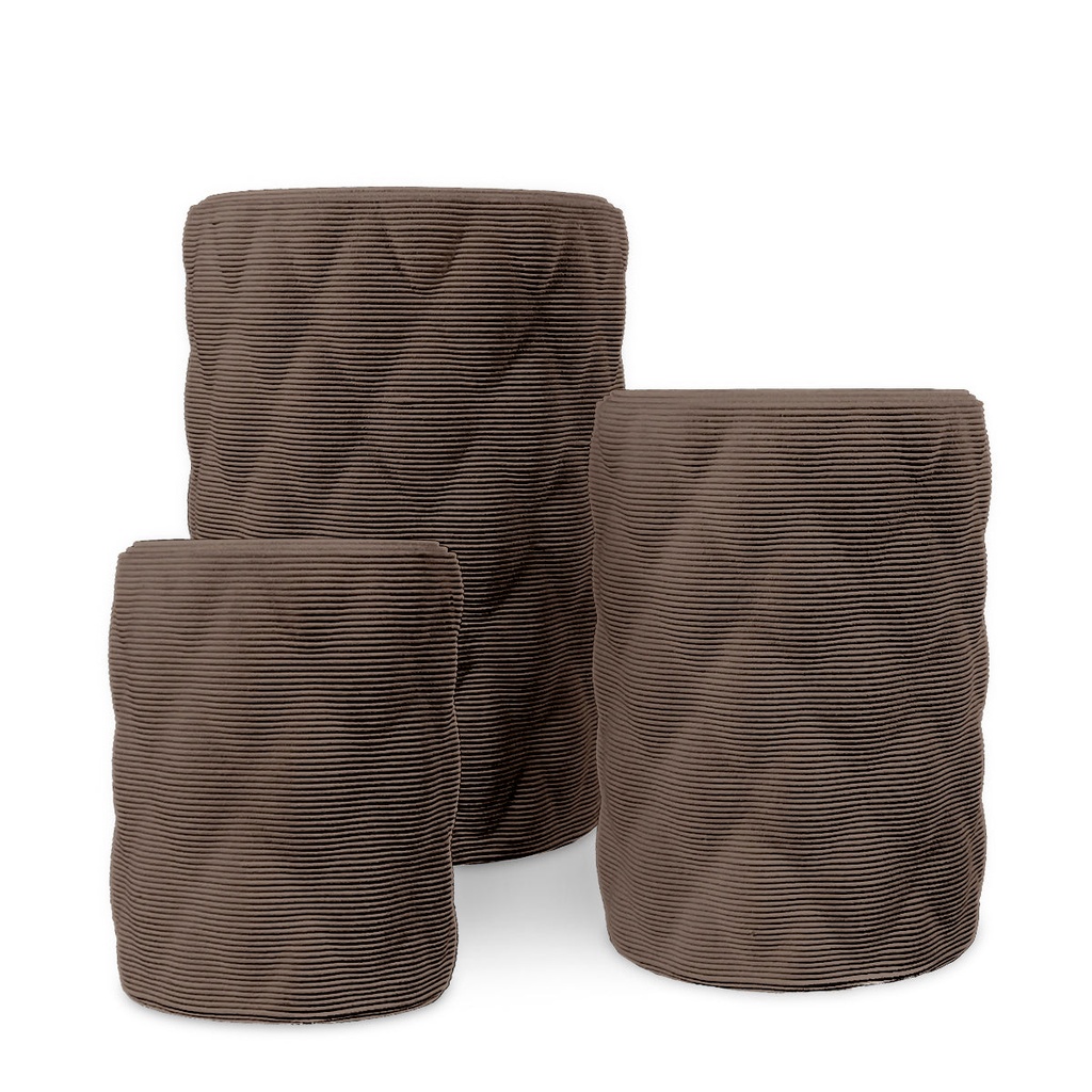 [PL-SOLA-Set-RVEA] Solana Round Planter Set - Diamond 2 (Riverbed Earth)